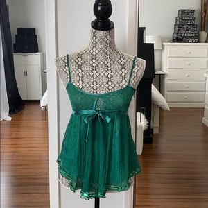 Sweet By Miss Me Green Silk Top